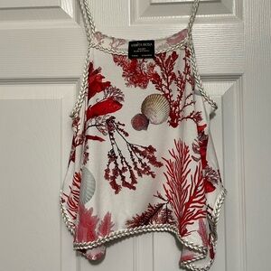 Vanita Rosa St. Barth Coral Sea Scape Drape Sexy Tank Top Braided Detail Ocean